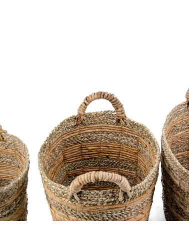 NAVALA - Set of 3 baskets in banana fiber 34 x 34 x 38 / 29 x 29 x 36 / 25 x 25 x 35