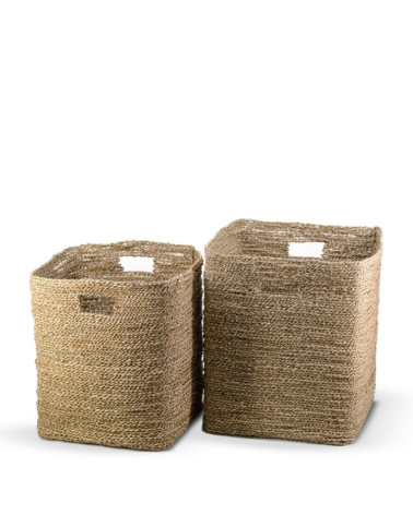 NAVALA - Set of 2 baskets in seaweed 38 x 38 x 48 / 37 x 37 x 44