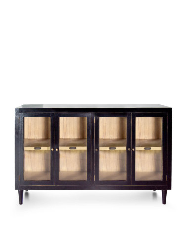 OXFORD - Combi display cabinet in mindi wood 140 x 40 x 85