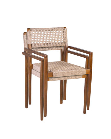 Teak and rope armchair 53 x 51 x 80