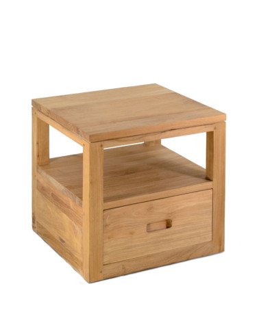 TEIDE - Floating teak nightstand 40 x 40 x 40