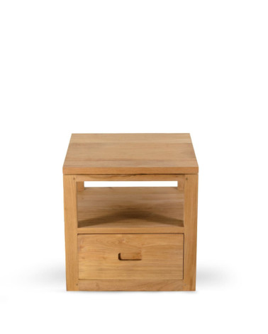 TEIDE - Floating teak nightstand 40 x 40 x 40