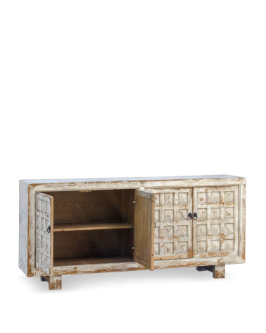 CORDOBA - Buffet en bois de pin blanchi 206 x 45 x 87