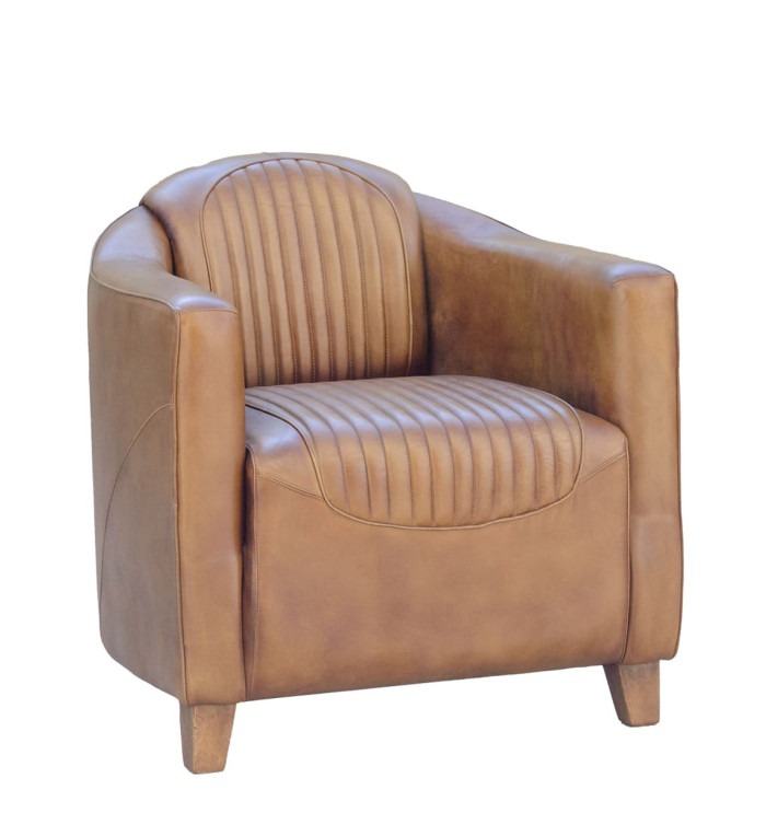 BOSTON - Fauteuil en cuir 70 x 75 x 75