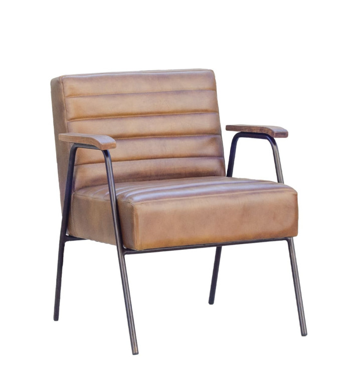 BOSTON - Iron and Leather Armchair 62 x 65 x 77