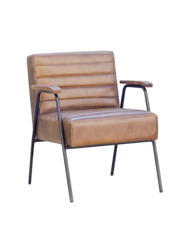 BOSTON - Fauteuil en fer et cuir 62 x 65 x 77