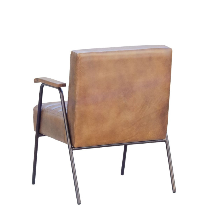 BOSTON - Fauteuil en fer et cuir 62 x 65 x 77