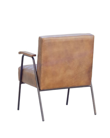 BOSTON - Fauteuil en fer et cuir 62 x 65 x 77