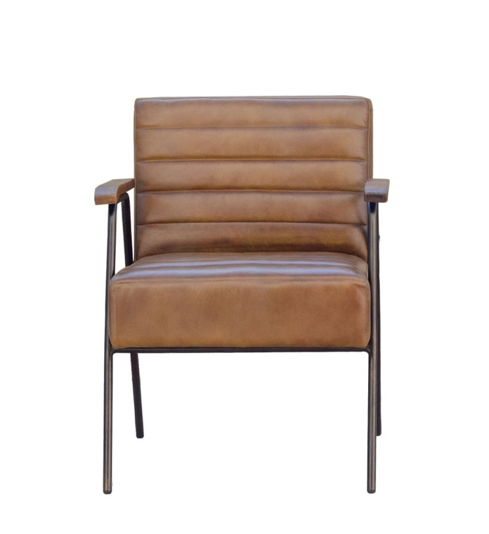 BOSTON - Fauteuil en fer et cuir 62 x 65 x 77