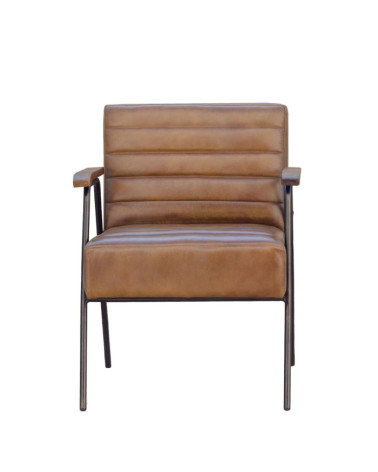 BOSTON - Fauteuil en fer et cuir 62 x 65 x 77