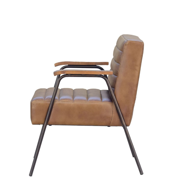 BOSTON - Fauteuil en fer et cuir 62 x 65 x 77