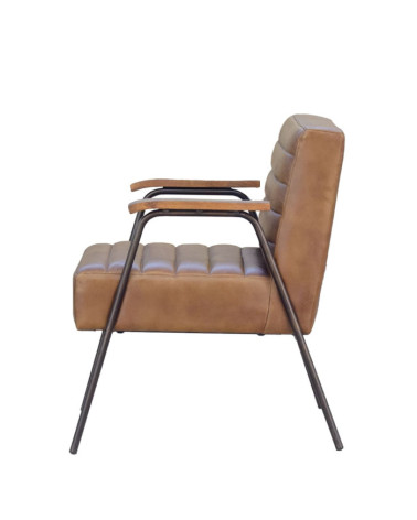 BOSTON - Fauteuil en fer et cuir 62 x 65 x 77