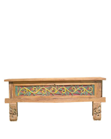 MERIDA - Teak console with carving 230 x 45 x 90