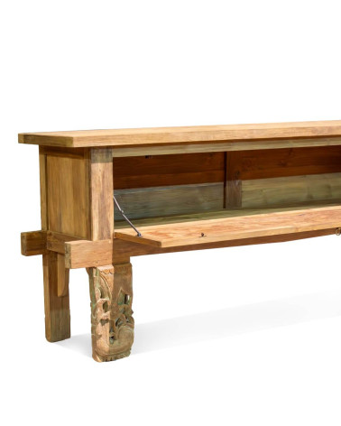 MERIDA - Teak console with carving 230 x 45 x 90