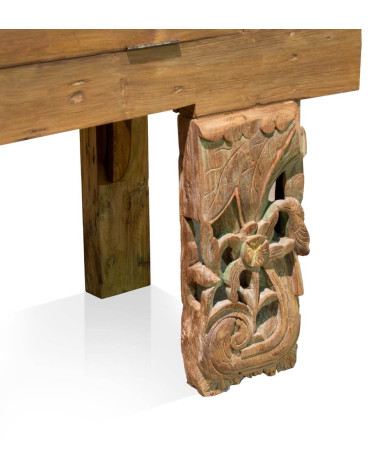 MERIDA - Console en teck sculpté 230 x 45 x 90