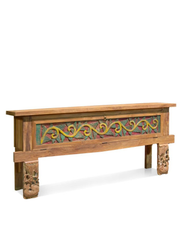 MERIDA - Teak console with carving 230 x 45 x 90