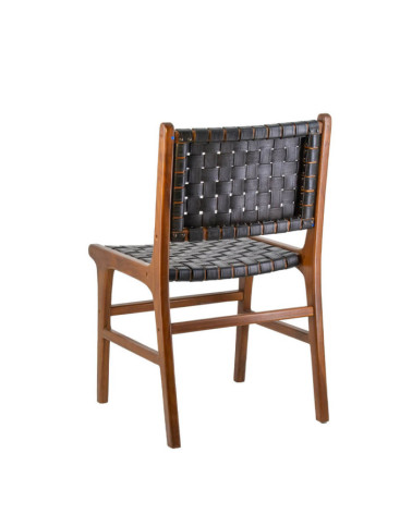 Teak and leather chair 51 x 56 x 88