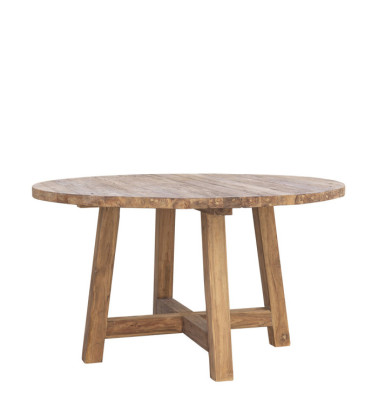 ORLANDO - Table à manger ronde en teck recyclé 140 x 140 x 80