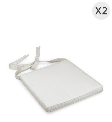 Set de 2 coussin tissu couleur blanc 45 x 42 x 6