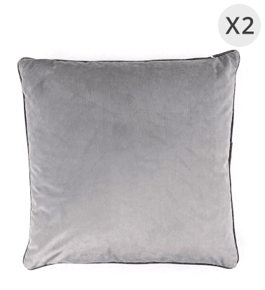 OSCAR - Set of 2 cushions in pearl gray velvet polyester 45 x 45