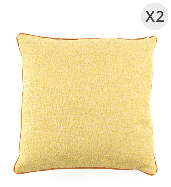 OSCAR - Set of 2 cushions in yellow polyester 45 x 45