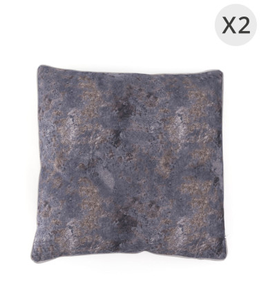 OSCAR - Set of 2 cushions in gray polyester 45 x 45