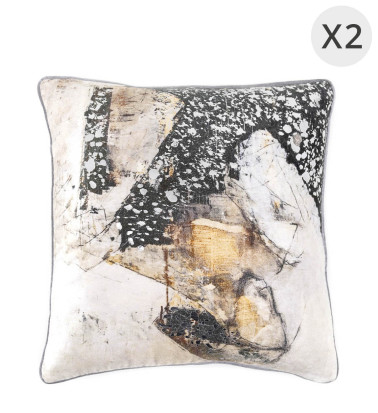 DELHI - Set of 2 cushions in silver velvet 45 x 45