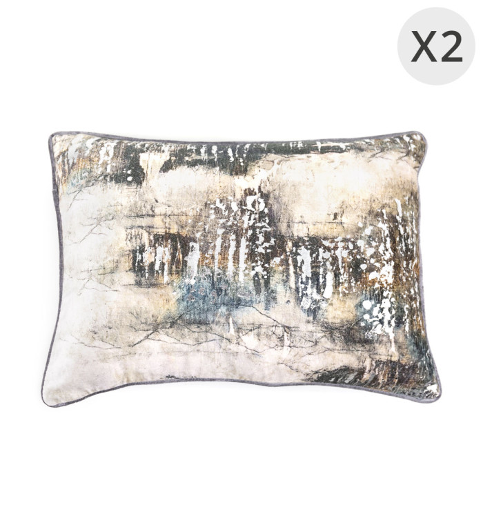 DELHI - Set of 2 cushions in silver velvet 30 x 50