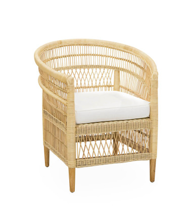 RATTAN - Rattan armchair with cushion 68 x 62 x 84