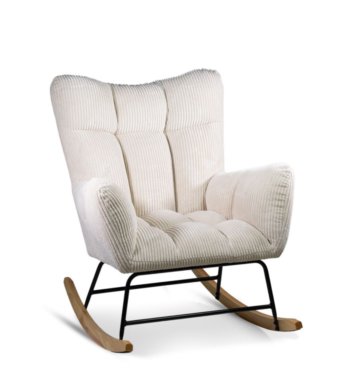 KAIHO - Sillón balancín de hierro, madera y poliéster 92 x 78 x 96