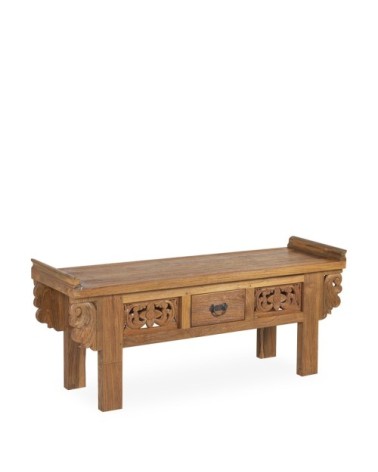 Carved teak bed bench 120 x 35 x 50