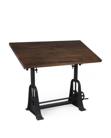 PIPA - Mango and iron architect table 130 x 70 x 77-104