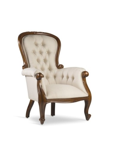 VINTAGE - Mahogany armchair with beige fabric 76 x 75 x 107