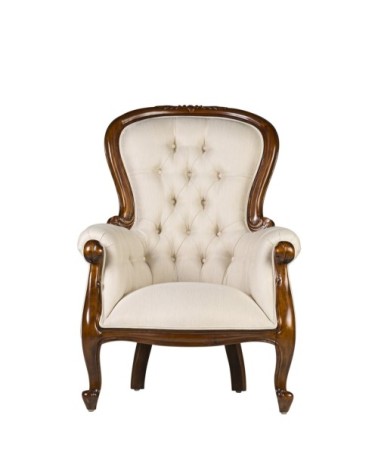 VINTAGE - Mahogany armchair with beige fabric 76 x 75 x 107