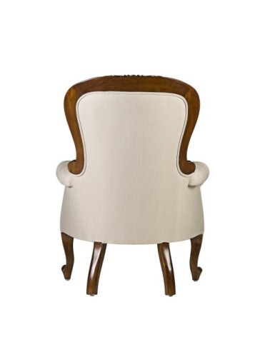 VINTAGE - Mahogany armchair with beige fabric 76 x 75 x 107