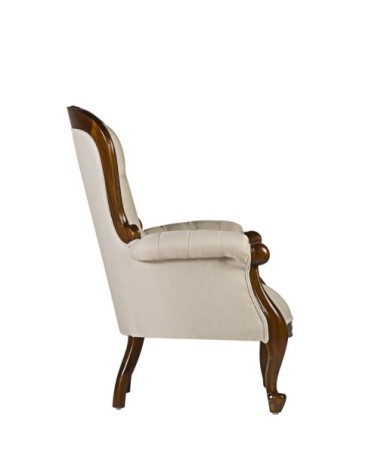 VINTAGE - Mahogany armchair with beige fabric 76 x 75 x 107