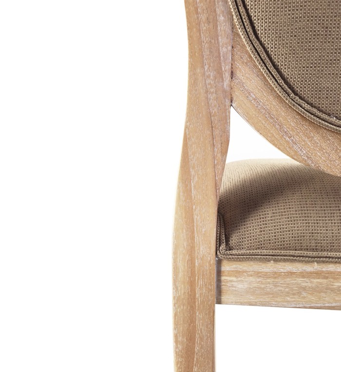 BROMO - Fauteuil tapissé en mindi et tissu beige 59 x 53 x 105