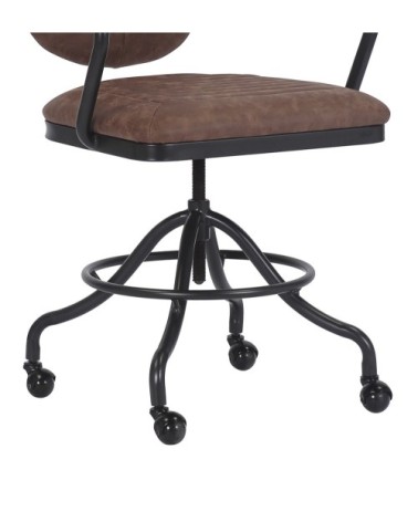 DETROIT - Height-adjustable iron and PU armchair 60 x 58 x 83-100