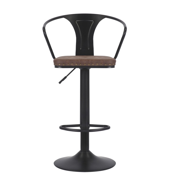 DETROIT - Height-adjustable iron and PU bar chair 47 x 50 x 88-108