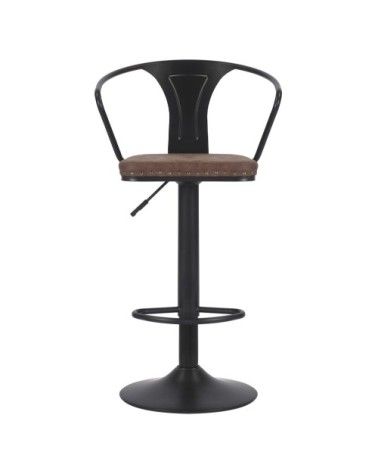 DETROIT - Height-adjustable iron and PU bar chair 47 x 50 x 88-108