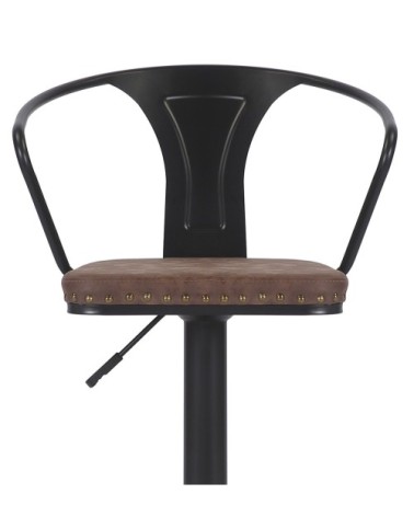 DETROIT - Height-adjustable iron and PU bar chair 47 x 50 x 88-108