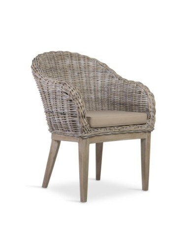 RATTAN - Mindi and rattan armchair 68 x 66 x 88