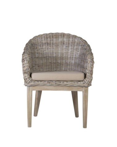 RATTAN - Mindi and rattan armchair 68 x 66 x 88