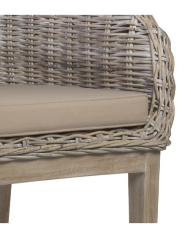 RATTAN - Mindi and rattan armchair 68 x 66 x 88