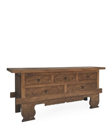 UKIR - Buffet sculpté en teck 200 x 47 x 87