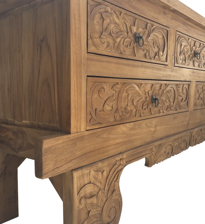 UKIR - Buffet sculpté en teck 200 x 47 x 87