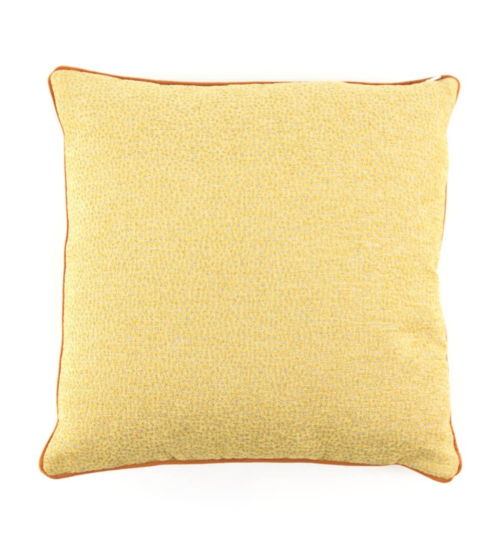 OSCAR - Yellow colour polyester cushion with texture 45 x 45