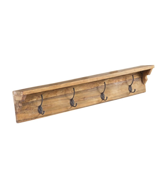 Rustic reclaimed teak coat rack 90 x 12 x 17