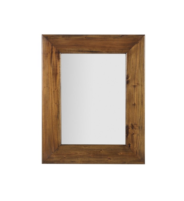 FLAMINGO - Espejo de pared de madera de caoba color marrón 80 x 100