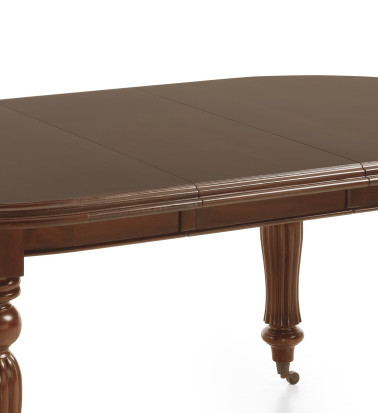 VINTAGE - Mesa de jantar de mogno com rodas 160-240 x 110 x 80